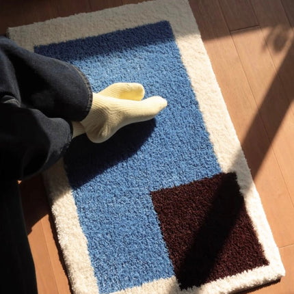 Soft Contemporary Abstract Geometric Bath Rug, Absorbent,
