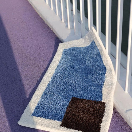 Soft Contemporary Abstract Geometric Bath Rug, Absorbent,