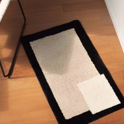 Soft Contemporary Abstract Geometric Bath Rug, Absorbent,