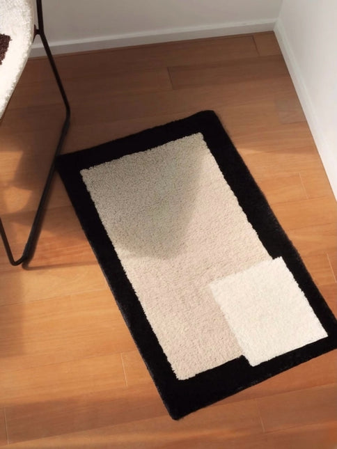 Soft Contemporary Abstract Geometric Bath Rug, Absorbent,