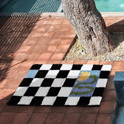 Soft Contemporary Floral Checker Bath Rug, Absorbent, Anti-slippery