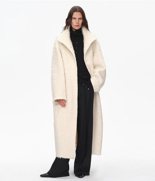 "Song of Snowland"Women's mohair wool stand collar coat autumn and