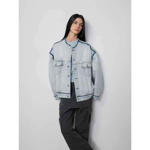 "Starry Sky Market" luxury brand classic washed cotton collarless raw