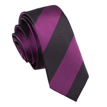 Striped Skinny Tie - Purple & Black