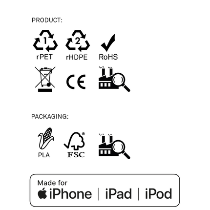 Green iPhone Lightning cable · 2 meter · Made of recycled fishing nets