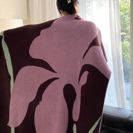 Terracotta Iris Throw Blanket - Warm Thick Earthy Tone Fall Blanket