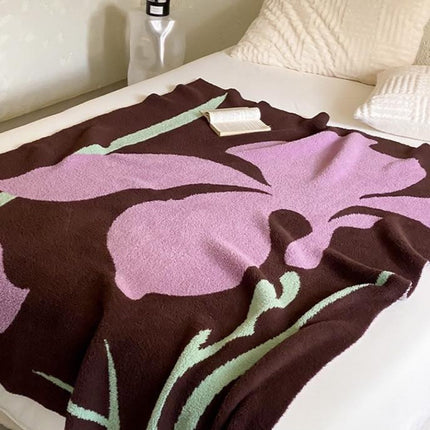 Terracotta Iris Throw Blanket - Warm Thick Earthy Tone Fall Blanket