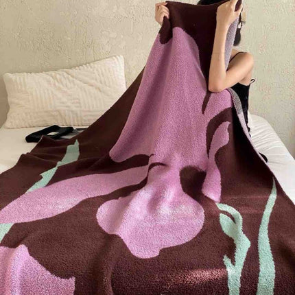 Terracotta Iris Throw Blanket - Warm Thick Earthy Tone Fall Blanket