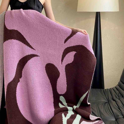 Terracotta Iris Throw Blanket - Warm Thick Earthy Tone Fall Blanket