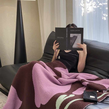 Terracotta Iris Throw Blanket - Warm Thick Earthy Tone Fall Blanket