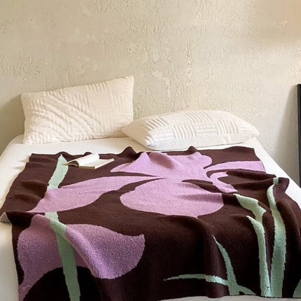 Terracotta Iris Throw Blanket - Warm Thick Earthy Tone Fall Blanket