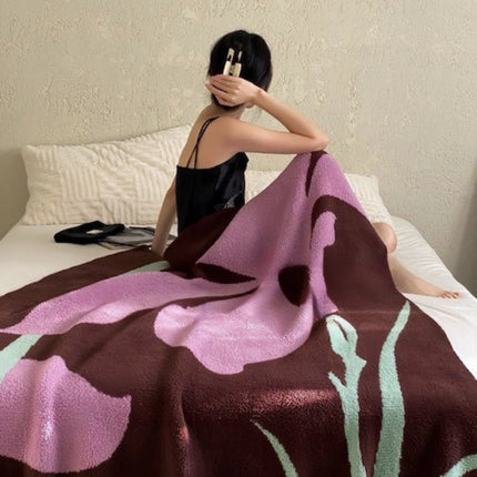 Terracotta Iris Throw Blanket - Warm Thick Earthy Tone Fall Blanket
