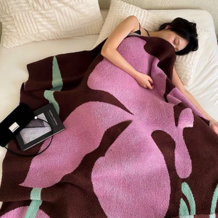 Terracotta Iris Throw Blanket - Warm Thick Earthy Tone Fall Blanket