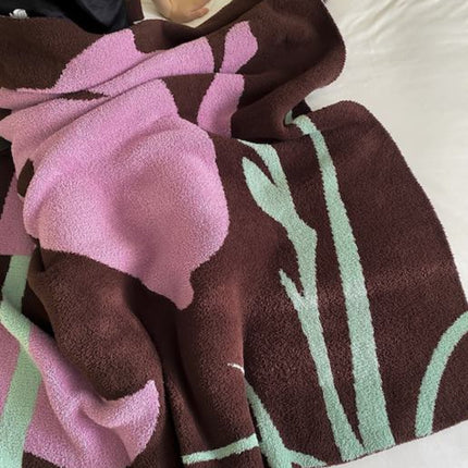 Terracotta Iris Throw Blanket - Warm Thick Earthy Tone Fall Blanket