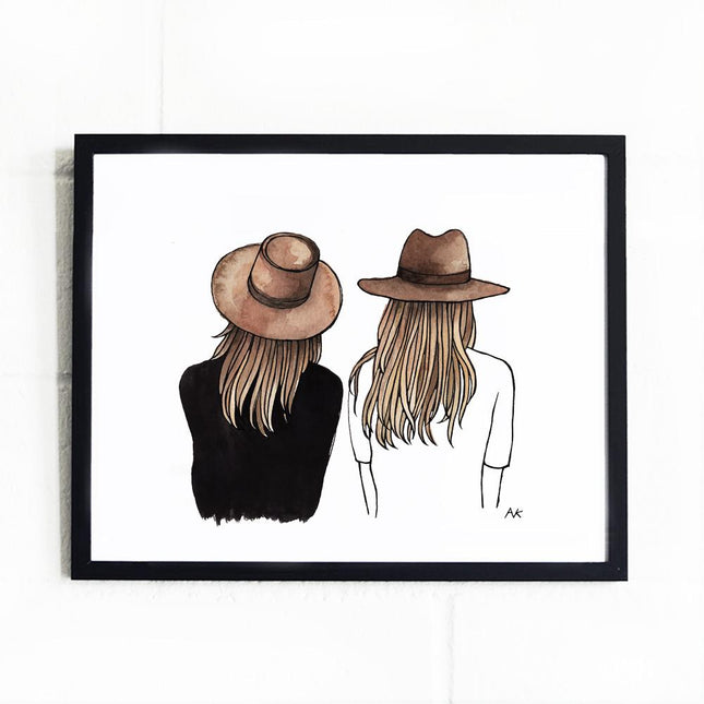 Two Hat Girls Best Friend Art Print