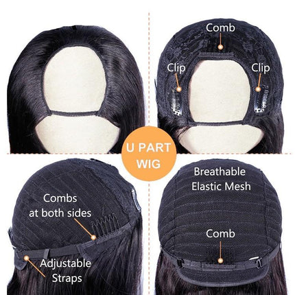 Short Bob U Part Wig Human Hair Loose Deep Wave Brazilian Remy Glueles