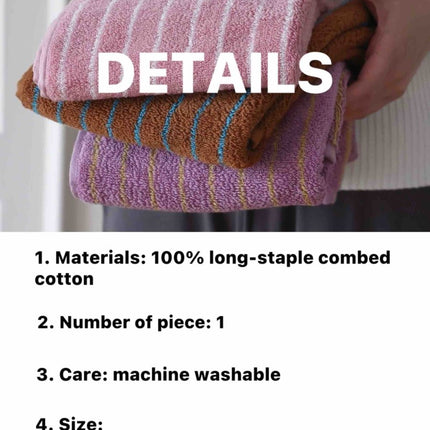 Ultra Soft Absorbent Retro Stripe Bath Towel - 100% Organic Cotton