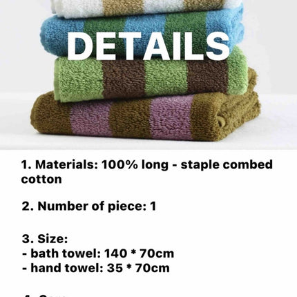Ultra Soft Absorbent Retro Stripe Bath Towel - 100% Organic Premium