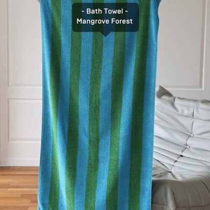 Ultra Soft Absorbent Retro Stripe Bath Towel - 100% Organic Premium