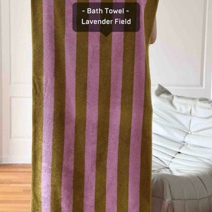 Ultra Soft Absorbent Retro Stripe Bath Towel - 100% Organic Premium