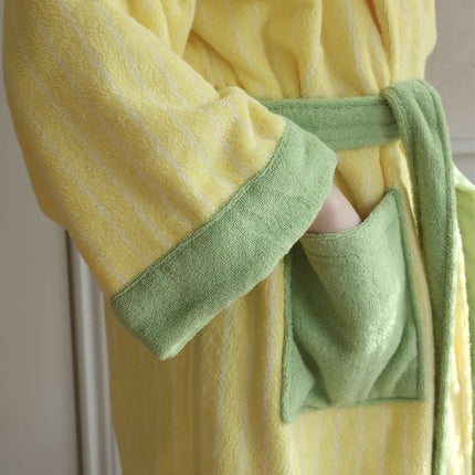 Ultra Soft Dopamine Stripe Bathrobe - 100% Organic Long-stapled Cotton