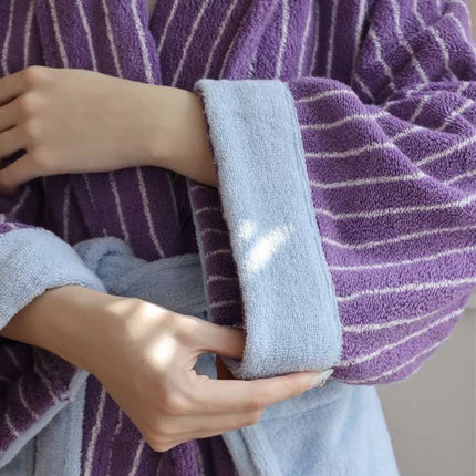 Ultra Soft Dopamine Stripe Bathrobe - 100% Organic Long-stapled Cotton
