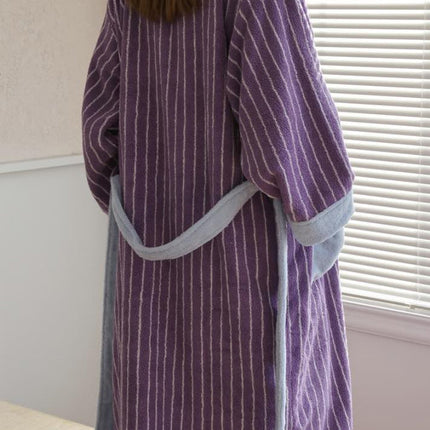Ultra Soft Dopamine Stripe Bathrobe - 100% Organic Long-stapled Cotton