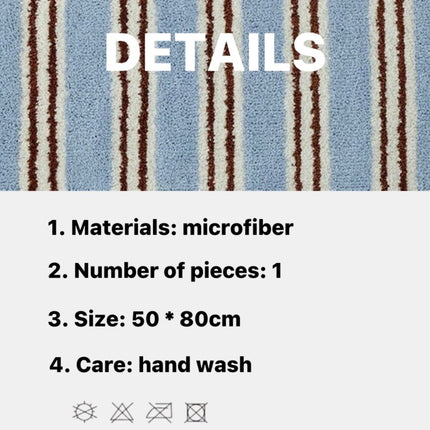 Ultra Soft Retro Blue Stripe Bath Rug, Absorbent Mat