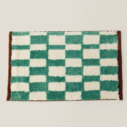 Ultra Soft Retro Checker Bath Rug, Absorbent, Anti-slippery Mat
