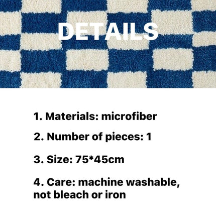 Ultra Soft Retro Checker Bath Rug, Absorbent, Anti-slippery Mat