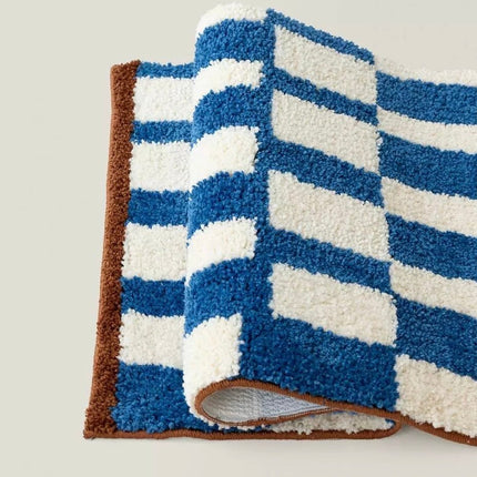 Ultra Soft Retro Checker Bath Rug, Absorbent, Anti-slippery Mat