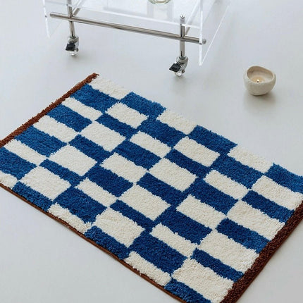 Ultra Soft Retro Checker Bath Rug, Absorbent, Anti-slippery Mat