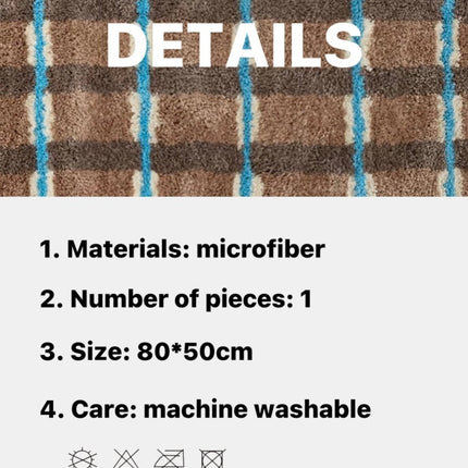 Ultra Soft Retro Earthy Tone Checker Bath Rug, Absorbent Mat