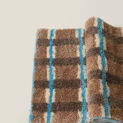 Ultra Soft Retro Earthy Tone Checker Bath Rug, Absorbent Mat