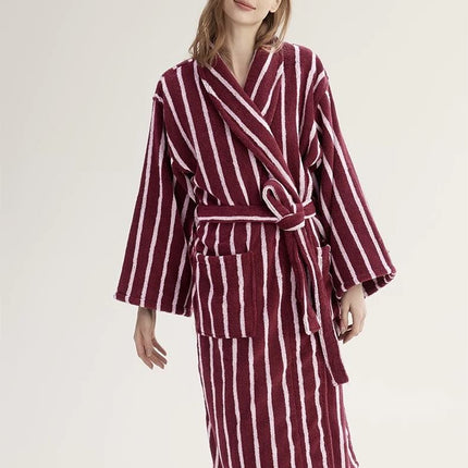 Ultra Soft Retro Stripe Bathrobe - 100% Organic Long-stapled Cotton