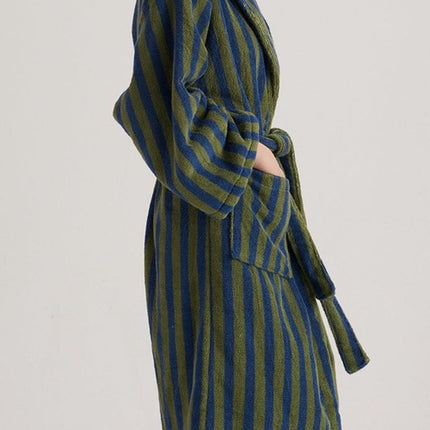 Ultra Soft Retro Stripe Bathrobe - 100% Organic Long-stapled Cotton