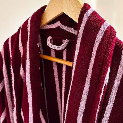 Ultra Soft Retro Stripe Bathrobe - 100% Organic Long-stapled Cotton