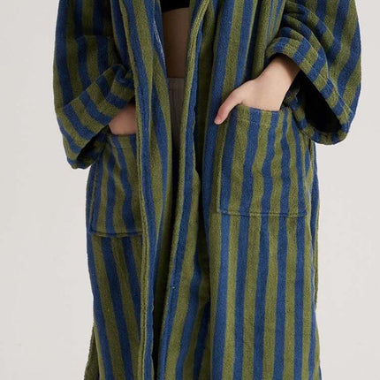 Ultra Soft Retro Stripe Bathrobe - 100% Organic Long-stapled Cotton