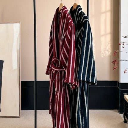 Ultra Soft Retro Stripe Bathrobe - 100% Organic Long-stapled Cotton