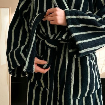 Ultra Soft Retro Stripe Bathrobe - 100% Organic Long-stapled Cotton