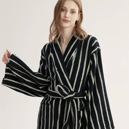 Ultra Soft Retro Stripe Bathrobe - 100% Organic Long-stapled Cotton