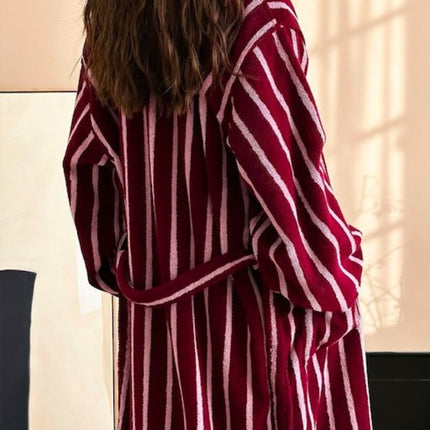 Ultra Soft Retro Stripe Bathrobe - 100% Organic Long-stapled Cotton