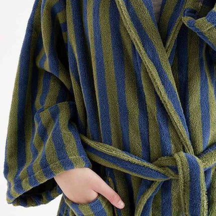 Ultra Soft Retro Stripe Bathrobe - 100% Organic Long-stapled Cotton