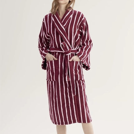 Ultra Soft Retro Stripe Bathrobe - 100% Organic Long-stapled Cotton