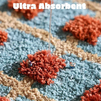 Ultra Soft Retro Whimsical Bath Rug, Machine-washable, Absorbent Mat