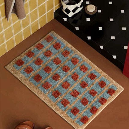 Ultra Soft Retro Whimsical Bath Rug, Machine-washable, Absorbent Mat