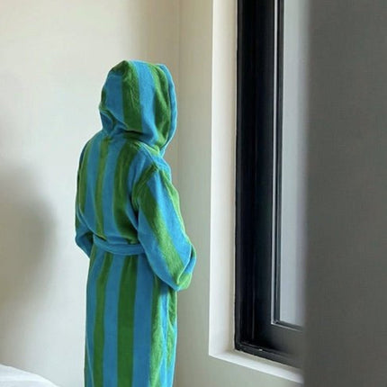 Ultra Soft Retro Whimsical Stripe Bath Robe - 100% Organic
