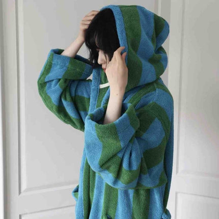 Ultra Soft Retro Whimsical Stripe Bath Robe - 100% Organic