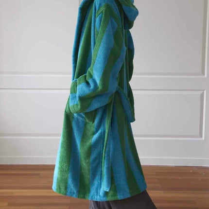 Ultra Soft Retro Whimsical Stripe Bath Robe - 100% Organic