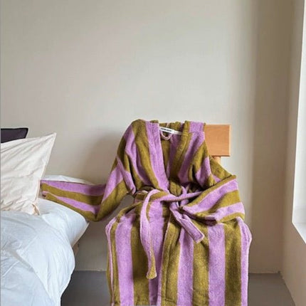 Ultra Soft Retro Whimsical Stripe Bath Robe - 100% Organic